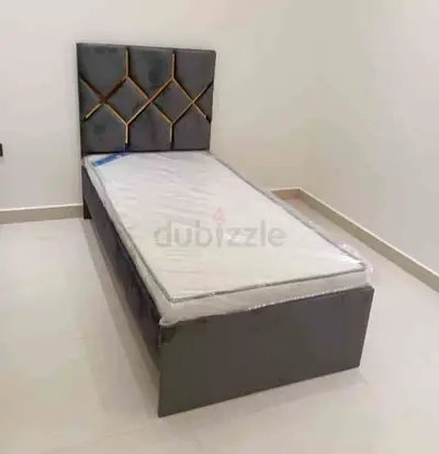 Brand new upholstered bed with new mattress (grey)
