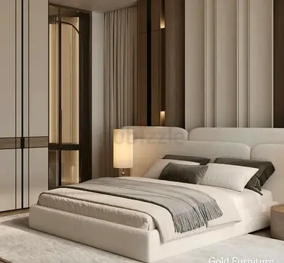 Modern Upholstered Bed Frame with Padded Headboard