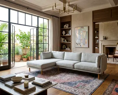 CrateBarrel L Shape Sofa Beige
