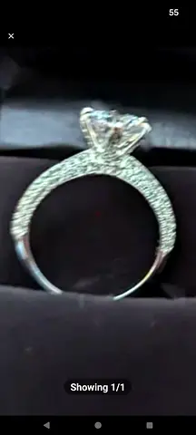 Solitaire Diamond Engagement Ring with Pavé Band (Size Not Specified)