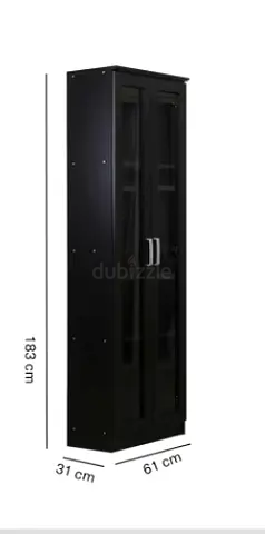 Tall Book Case Storage Cabinet with Glass Doors - 183cm