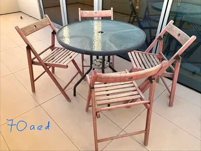 Ikea outdoor table and foldable chairs