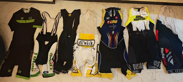 mens cycling bib shorts and a triathlon suit