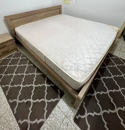 King size wooden bed frame with mattress - good condition