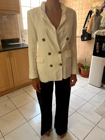 Classifieds Beige DoubleBreasted Linen Blazer Size Medium — free download