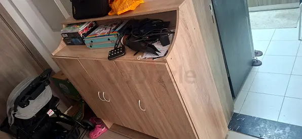 Light wood storage cabinet / shoe cabinet with double doors