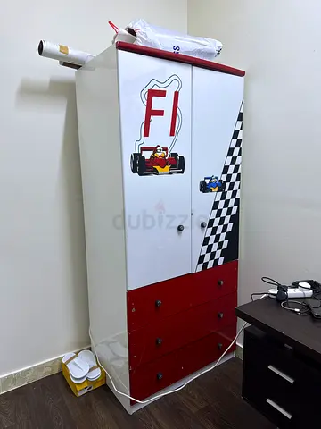 Kids Racing Theme Wardrobe / Chest of Drawers - Good Condition