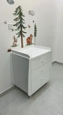 SnuzKot White Baby Changing Table and Dresser with Three Drawers