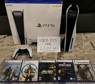 2 days left for Used PlayStation 5 Console with Controller + 5 Games (Good Condition) - 1900 AED