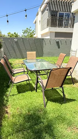 Outdoor 6-Seater Glass Top Patio Dining Set with Chairs