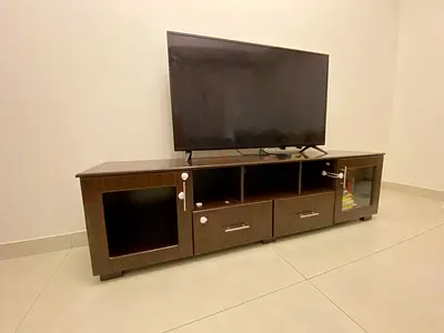 Wooden TV Unit / Entertainment Cabinet – Good Condition, 125 AED (No TV)
