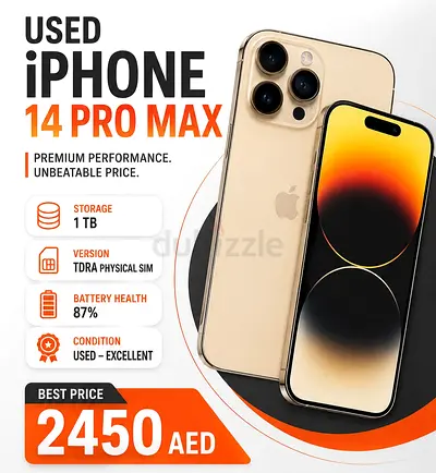 Used iPhone 14 Pro Max 1TB - Excellent Condition, 87% Battery Health