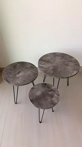 Set of 3 Round Nesting Side Tables with Hairpin Legs