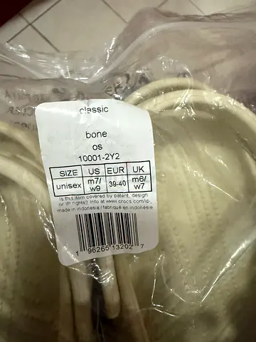 Crocs Classic Clog Bone Color Unisex Size M7 W9