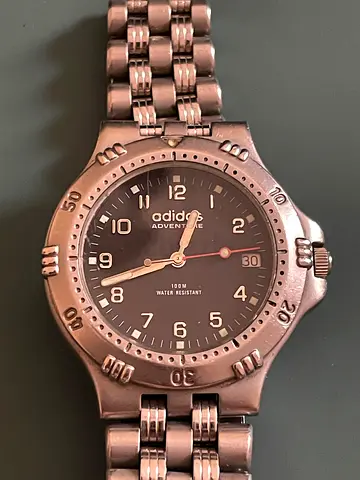 Adidas men’s stainless steel wristwatch - brown dial, quartz