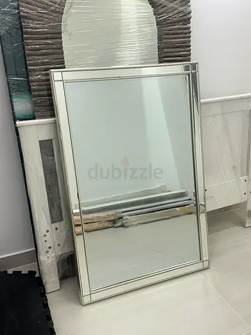Large Framed Wall Mirror with Mirrored Trim