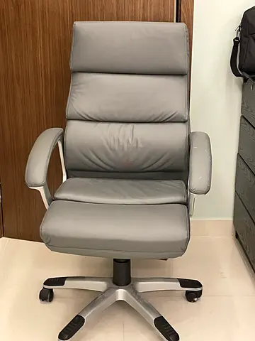 Grey Faux Leather Ergonomic Office Chair