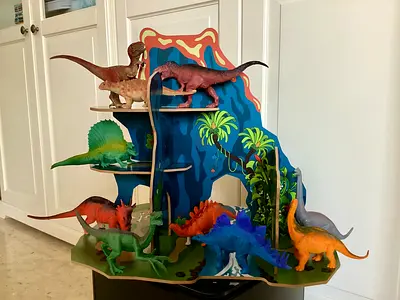 IKEA Wooden Dinosaur world with 15 dinosaurs