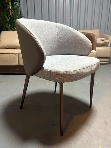 Pair of Modern Grey Fabric Dining Chairs with Metal Legs