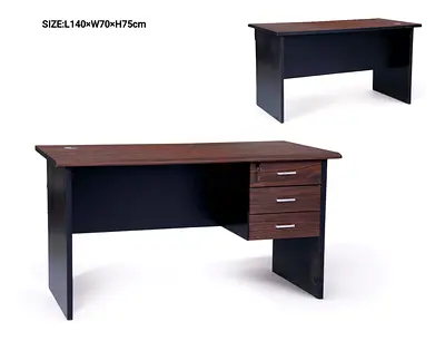 Wooden Office Desk with 3 Drawers - 140 x 70 x 75 cm