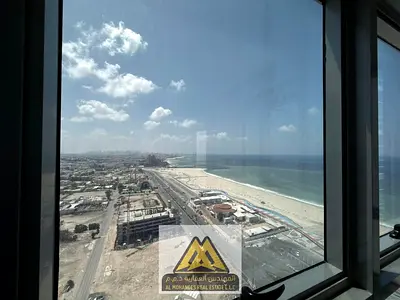 Grand Luxury 2BR Family Apartment For Rent | Corniche Towers, Ajman 1st Line Directly On The Sea | Panoramic Sea & City Views | Free Covered