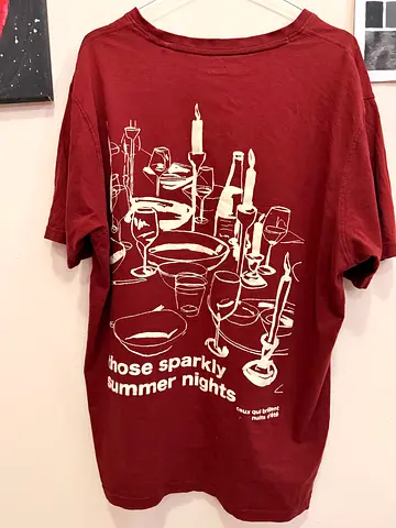 Maroon Graphic Cotton T‑Shirt, Size Unspecified — Casual Summer Tee