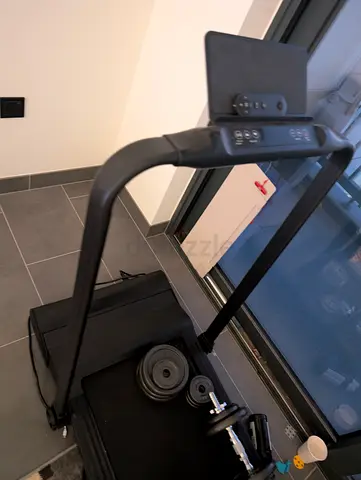 Foldable Treadmill with Free Weights - Good Condition