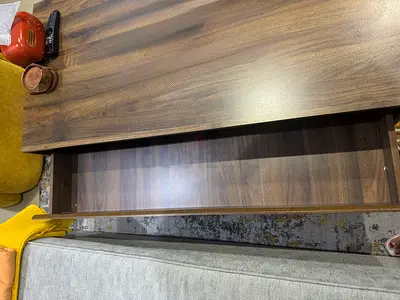 Wooden Mid-Century Modern Coffee Table with Storage - Walnut Finish