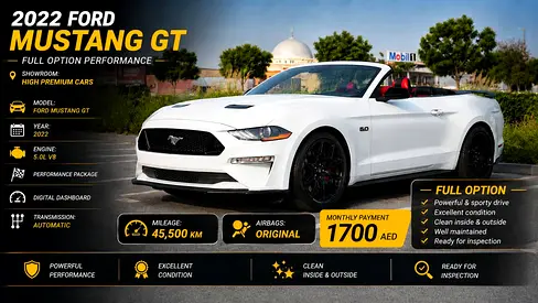 Monthly 1700/- Premium GT 5.0L 2022/Digital FullOption/Excellent Condition/Zero Downpayment