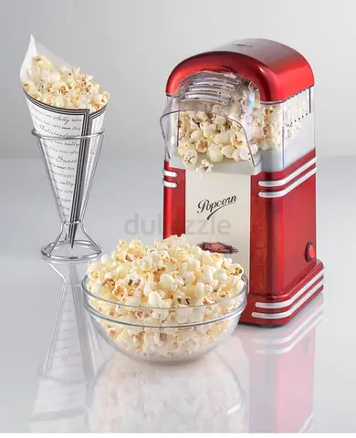 Retro-style Hot Air Popcorn Maker - Red