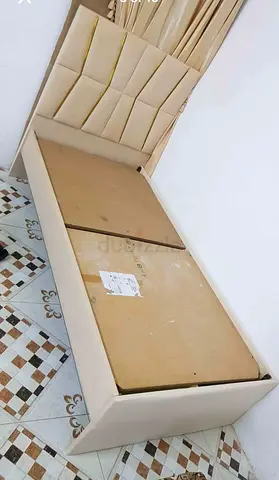 Modern Single Bed Frame with Padded Headboard