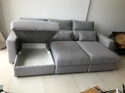 Ikea Eskelstuna L shape sofa bed Gray Excellent Condition
