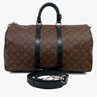 Louis Vuitton Brown PVC Macassar Bandouliere Keepall 45