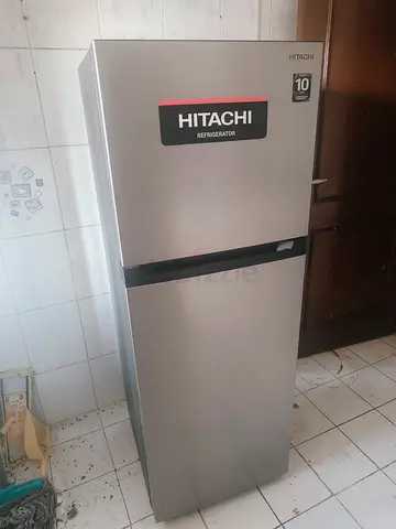 Hitachi 2-Door Refrigerator - Silver, Good Working Condition,split ac 2 nos,gas  cylinder,beds
