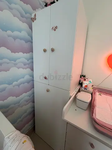 White Nursery Dresser, with pullout storage - good condition