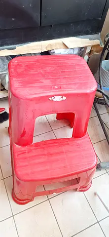 60 cm high Red Plastic Two-Step Stool - Good Used Condition