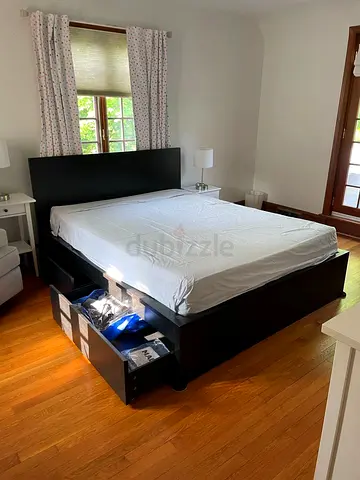 IKEA malm queen bed frame with ikea mattress. — good condition