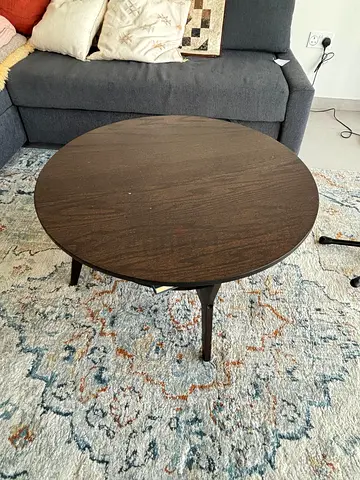 IKEA Round Coffee Table – Dark Wood Finish