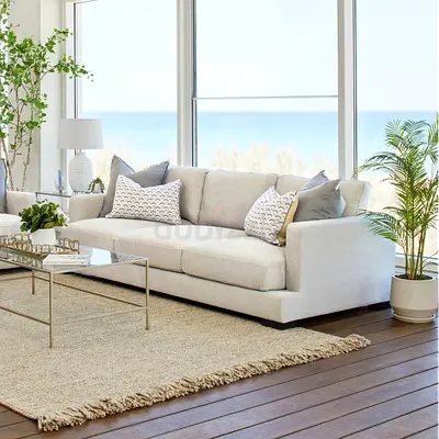 Modern 3-Seater Fabric Sofa in Light Grey