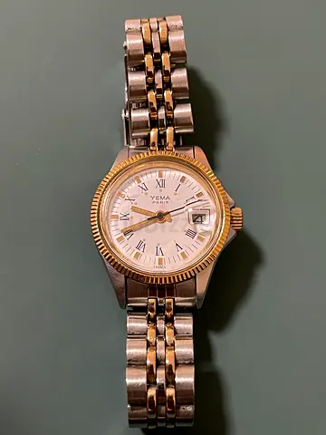 Yema Two-tone mens wristwatch with date display (pre-owned)