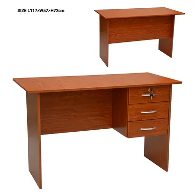 Wood Finish Office Desk with 3 Drawers and Lock - Good Condition