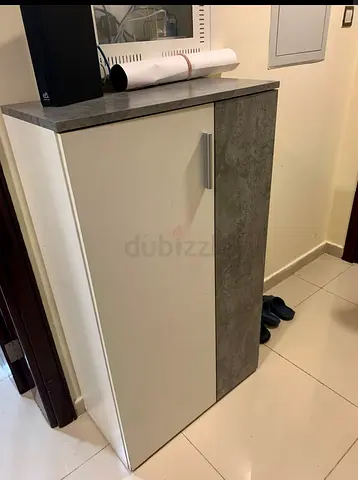 Modern Two Door Storage Cabinet with Grey Concrete Finish