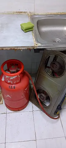 Used LPG Gas Cylinder with Double Burner Stove (Works)