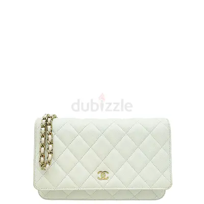 Chanel CC Classic Wallet on Chain White