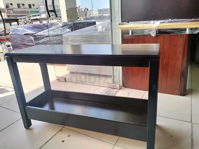 Simple Dark Wood Console Table with Lower Shelf - Good Condition