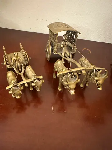Brass Indian Chariot (Ratha) Pair - Decorative Collectible