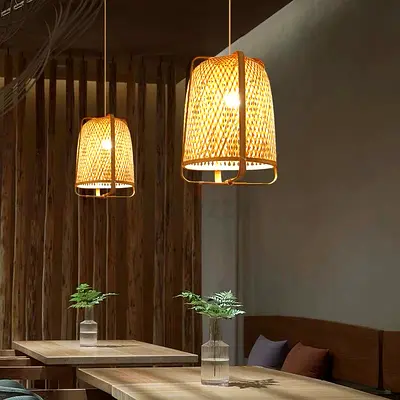 Rattan Pendant Lamps - Warm Dining Lighting