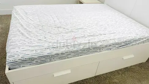 IKEA Brimness Queen size bed frame with mattress - perfect condition