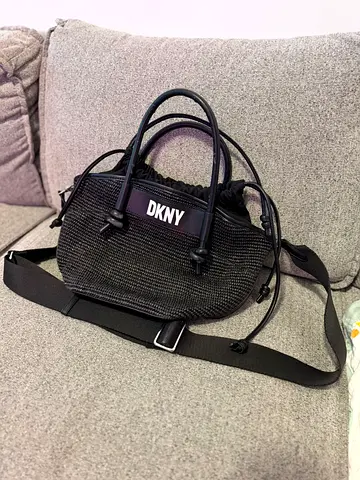 DKNY Black Woven Tote Bag