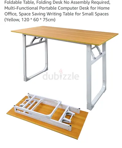 Foldable Portable Writing/Study Table - No Assembly, Space-Saving (120x60x75cm)